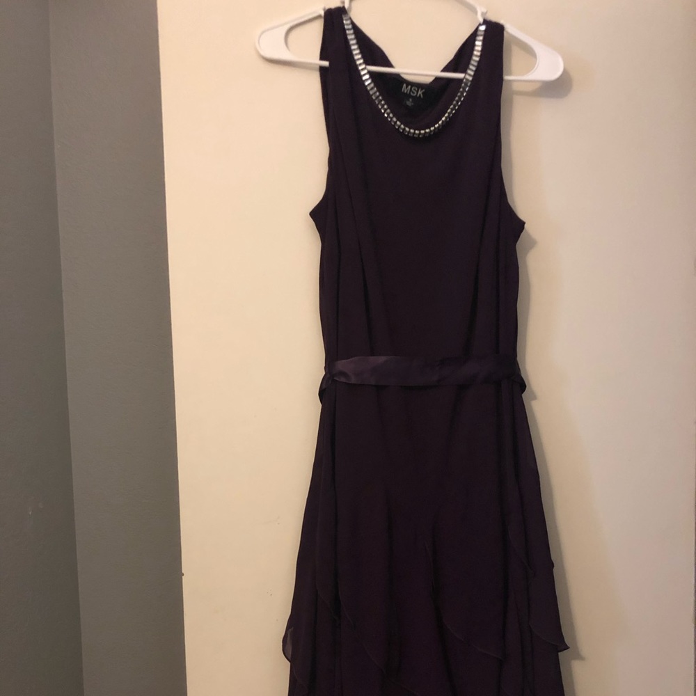 Dark Purple dress with rhinestone collar Size 16